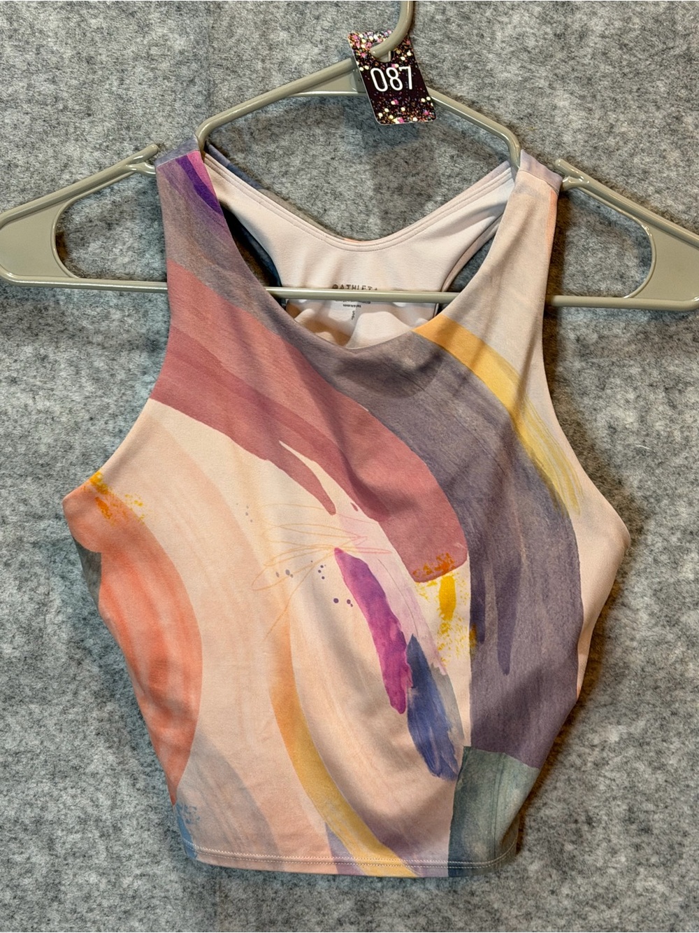 Athleta Small Abstract Print Longline Sports Bra Crop Top Yoga Pilates